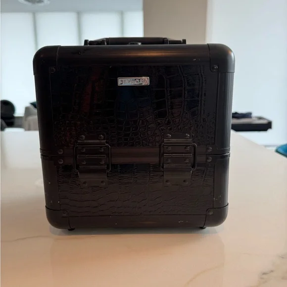 Sephora Black Croc-Patterned Makeup Train Case